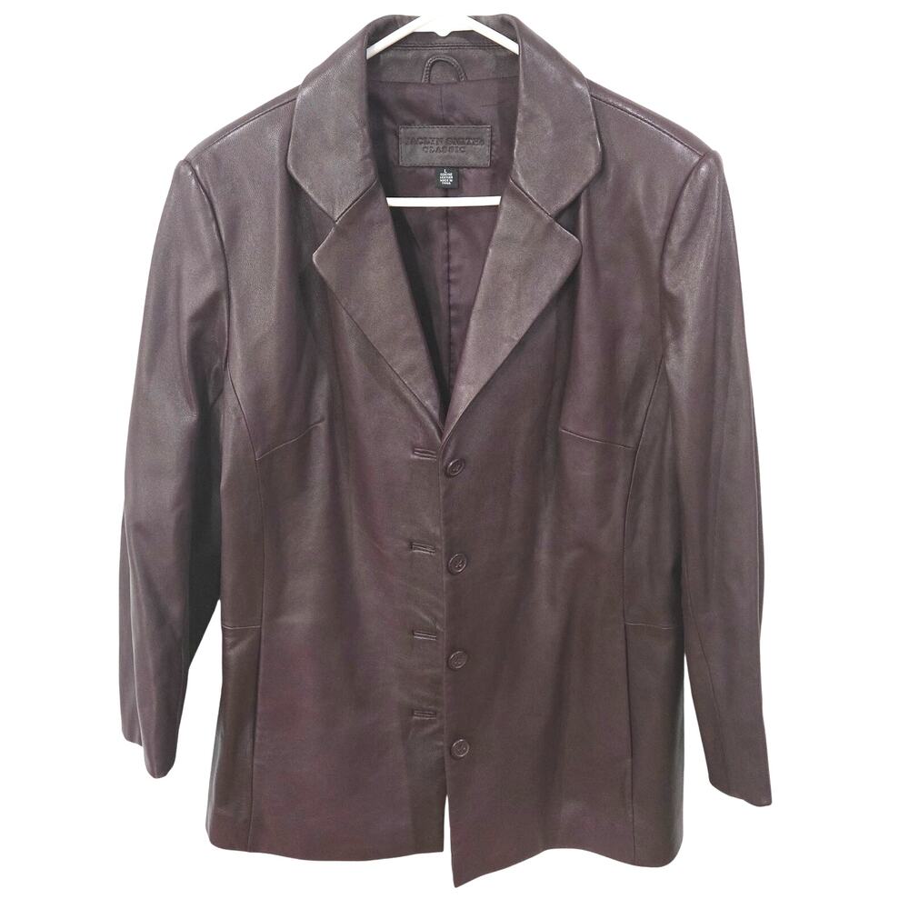 Jaclyn Smith Classic Sz Large Burgundy Leather Jacket
